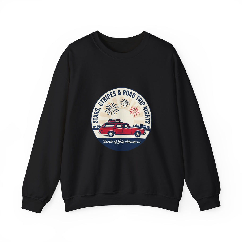 Stars & Stripes Road Trip Sweatshirt | vintage USA, red white blue Americana