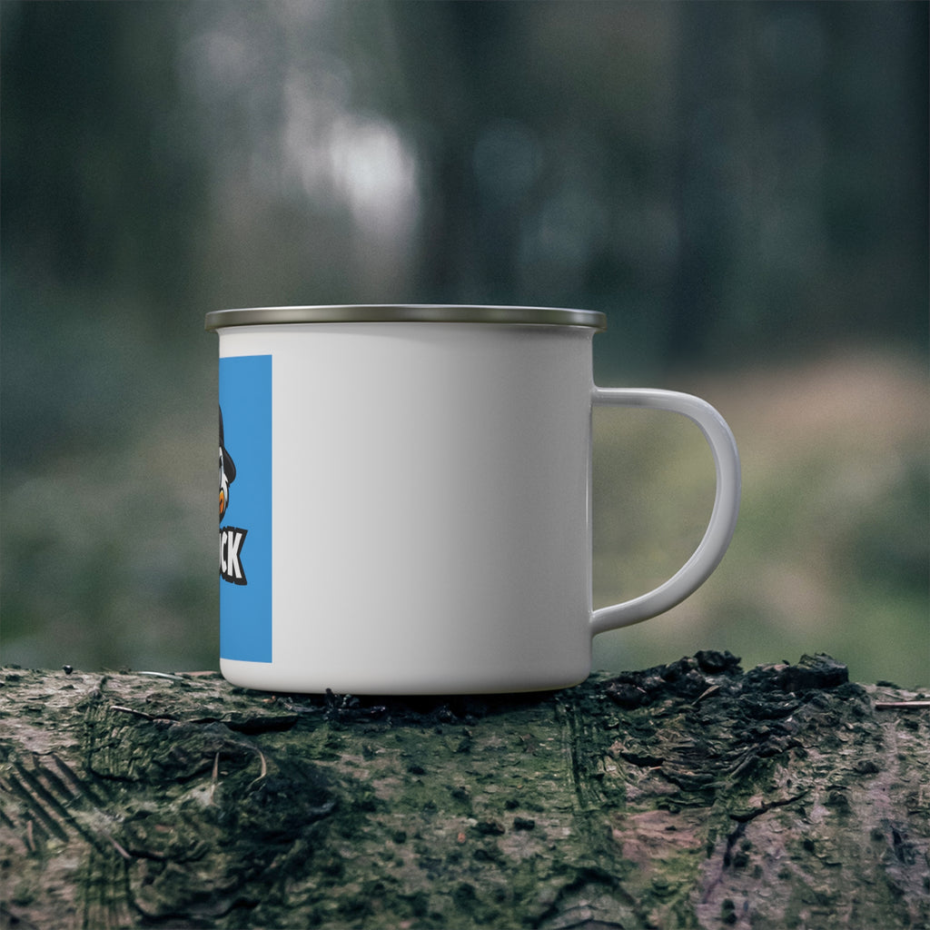 Mooduck Enamel Camping Mug — Angry Duck Logo Outdoor Coffee Cup