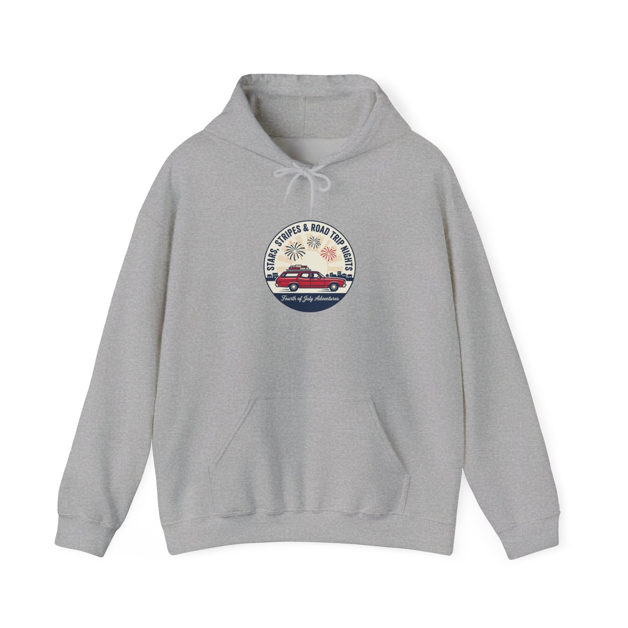 Vintage Americana 'Road Trip' Hoodie | red white blue, retro souvenir