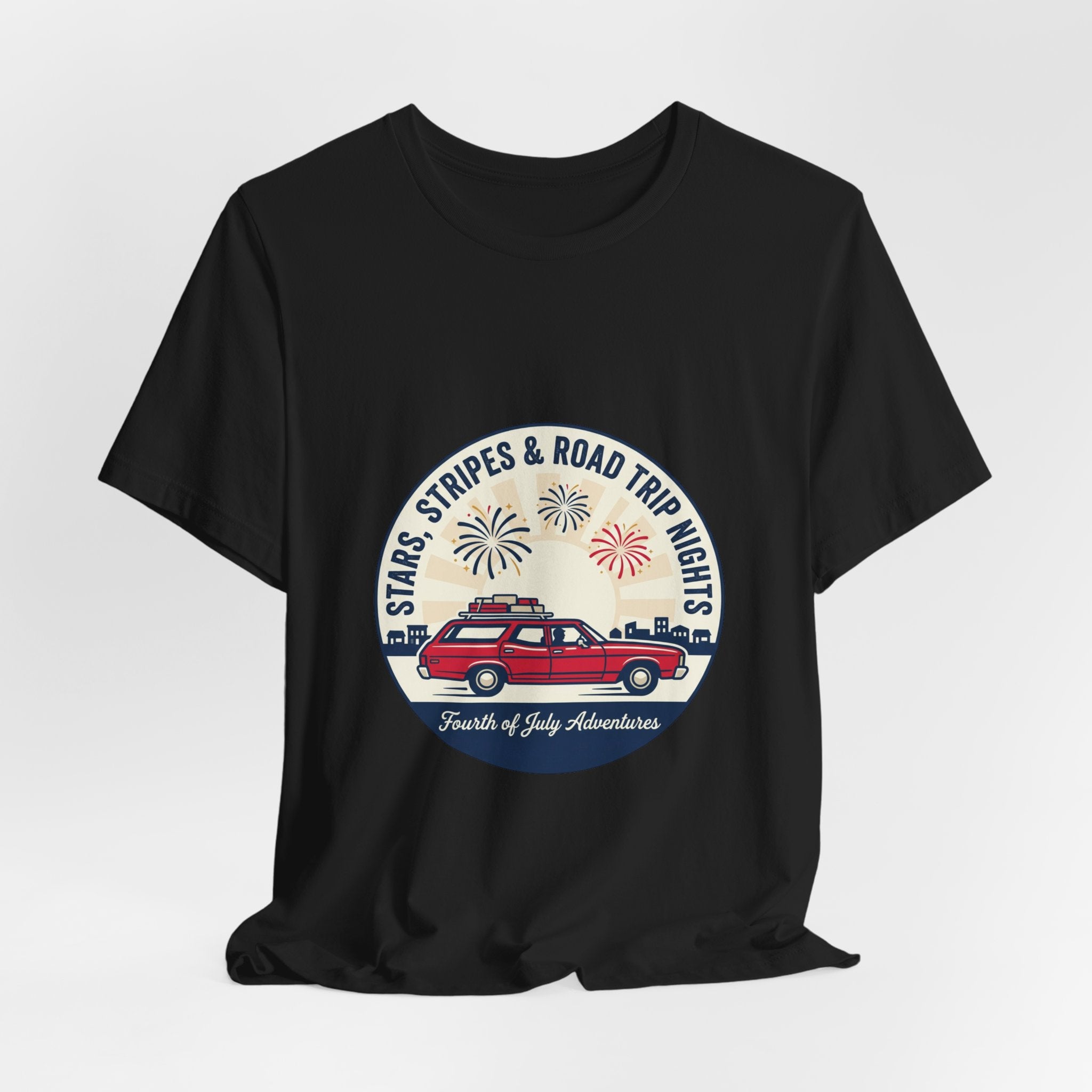 Stars & Stripes Road Trip Sweatshirt, Vintage USA Red White Blue Crewneck, American Travel Sweater, Patriotic Gift, Retro USA Sweatshirt, 4th of July Gift