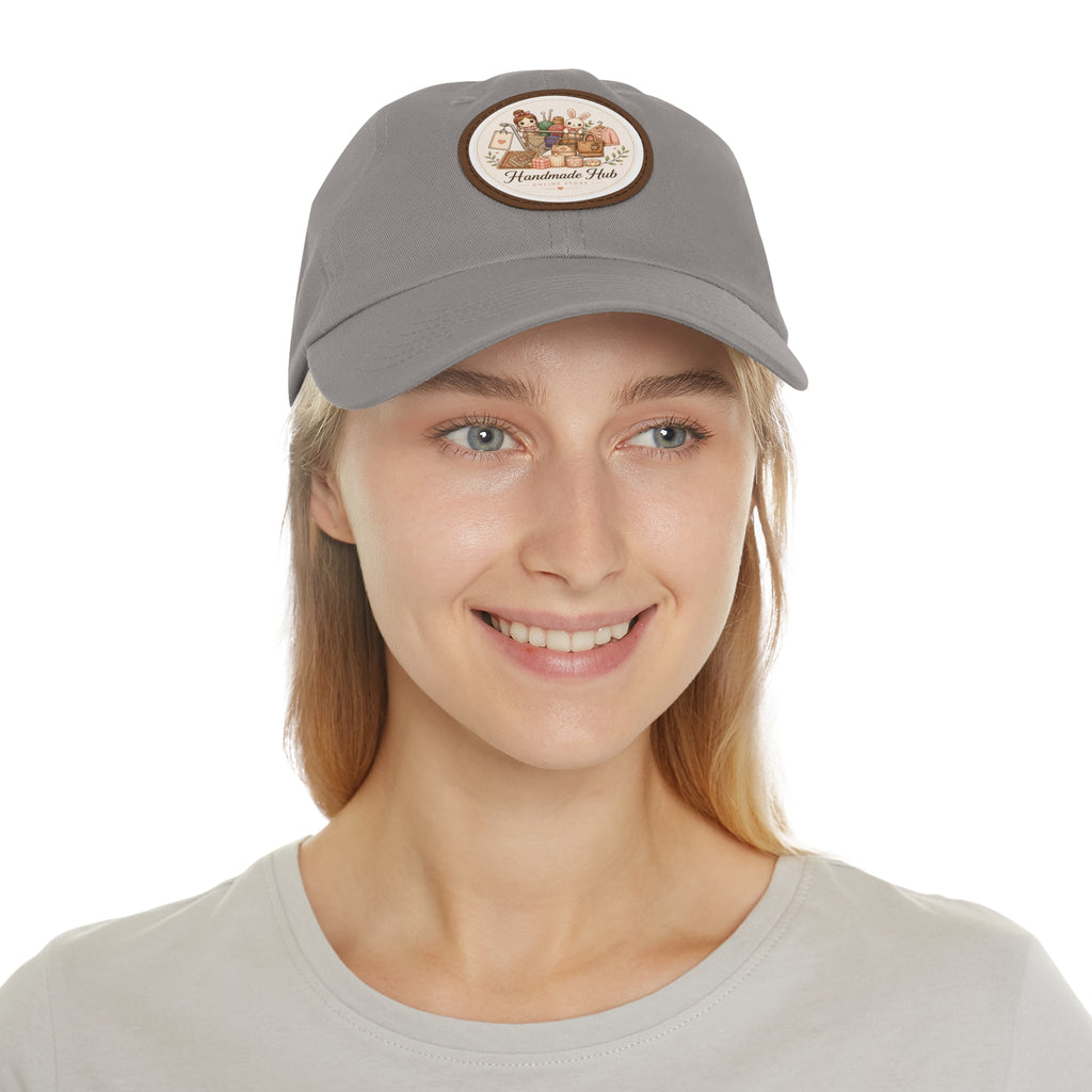 Handmade Herbs Dad Hat — Round Leather Patch Gardening Cap