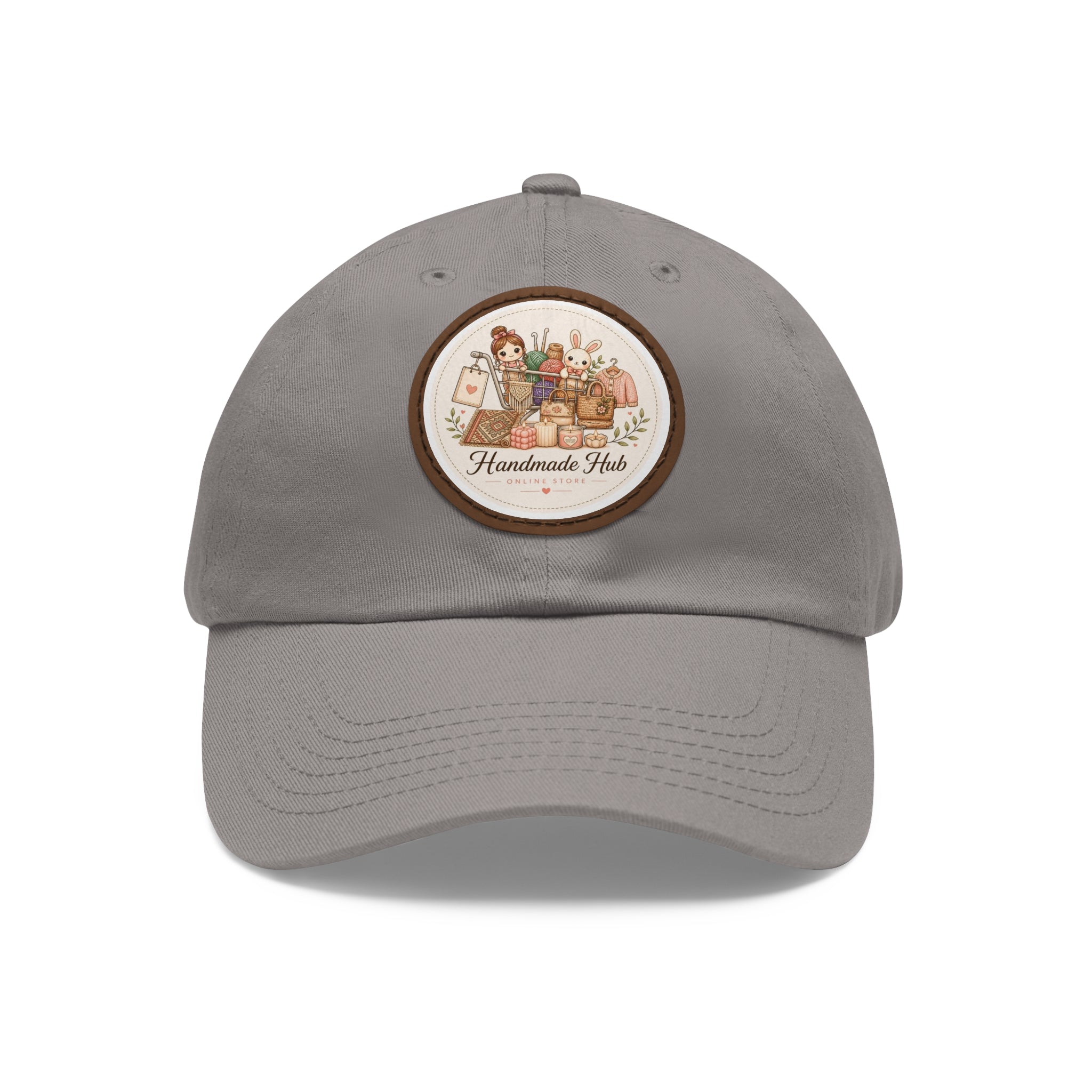 Handmade Herbs Dad Hat — Round Leather Patch Gardening Cap