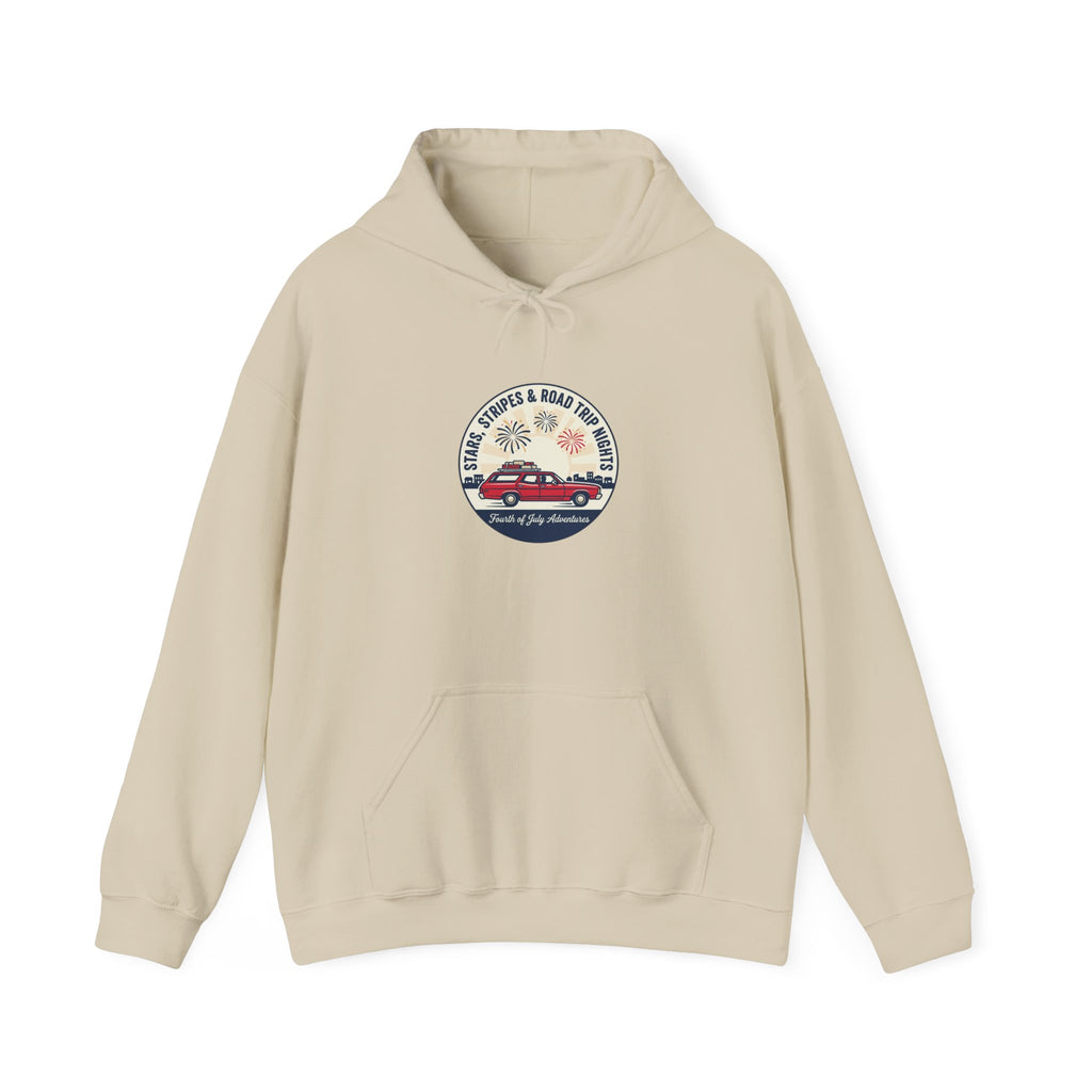 Vintage Americana 'Road Trip' Hoodie | red white blue, retro souvenir