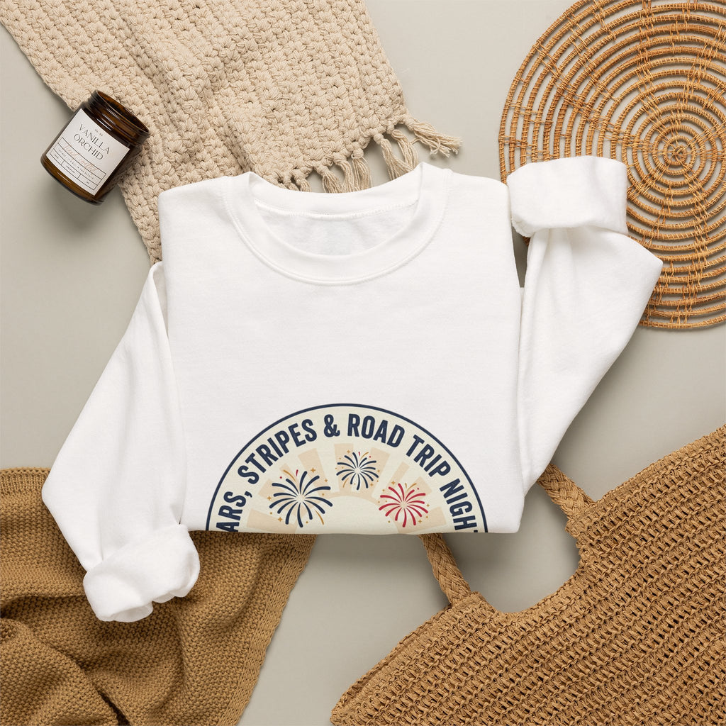 Stars & Stripes Road Trip Sweatshirt | vintage USA, red white blue Americana
