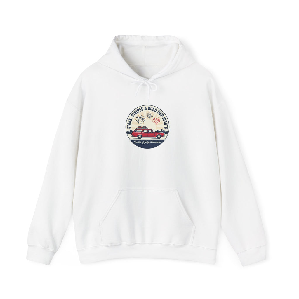 Vintage Americana 'Road Trip' Hoodie | red white blue, retro souvenir