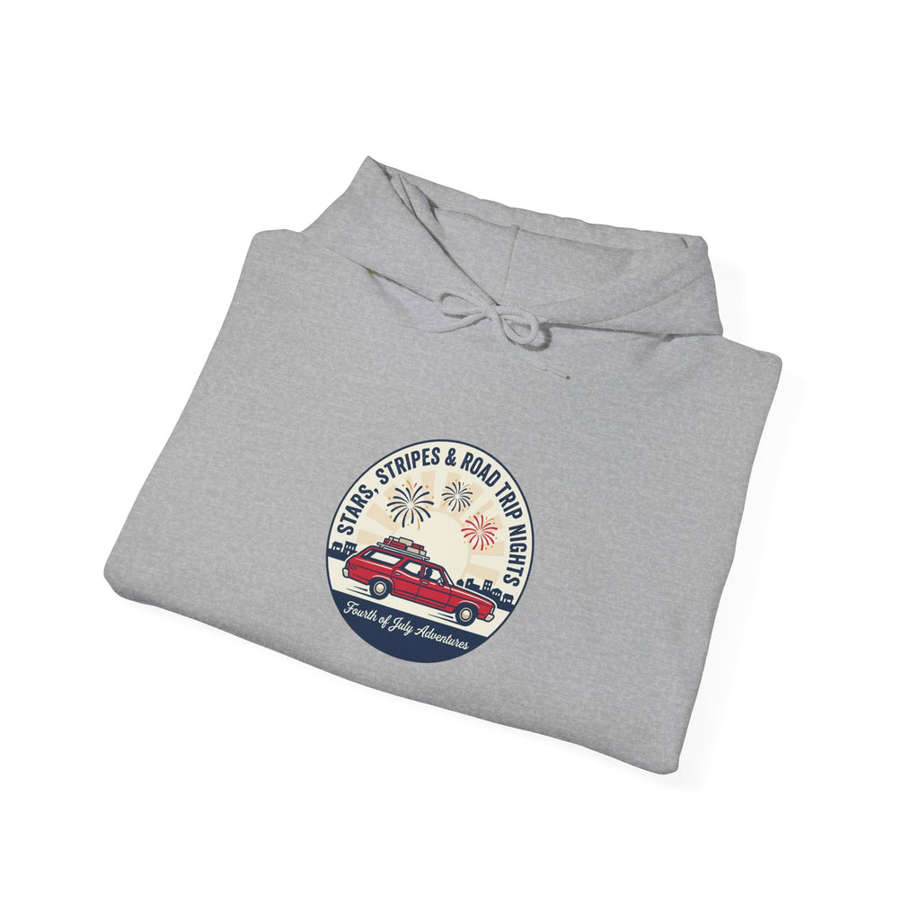 Vintage Americana 'Road Trip' Hoodie | red white blue, retro souvenir