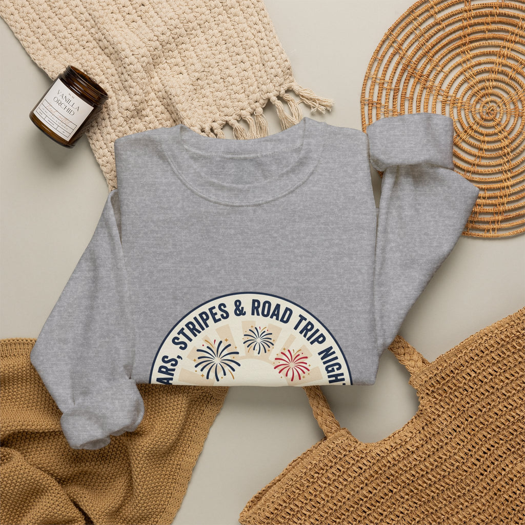 Stars & Stripes Road Trip Sweatshirt | vintage USA, red white blue Americana