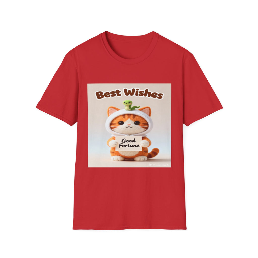 Best Wishes Cat T-Shirt — Cute Lucky Cat Design (Good Fortune)