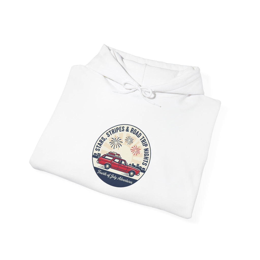 Vintage Americana 'Road Trip' Hoodie | red white blue, retro souvenir