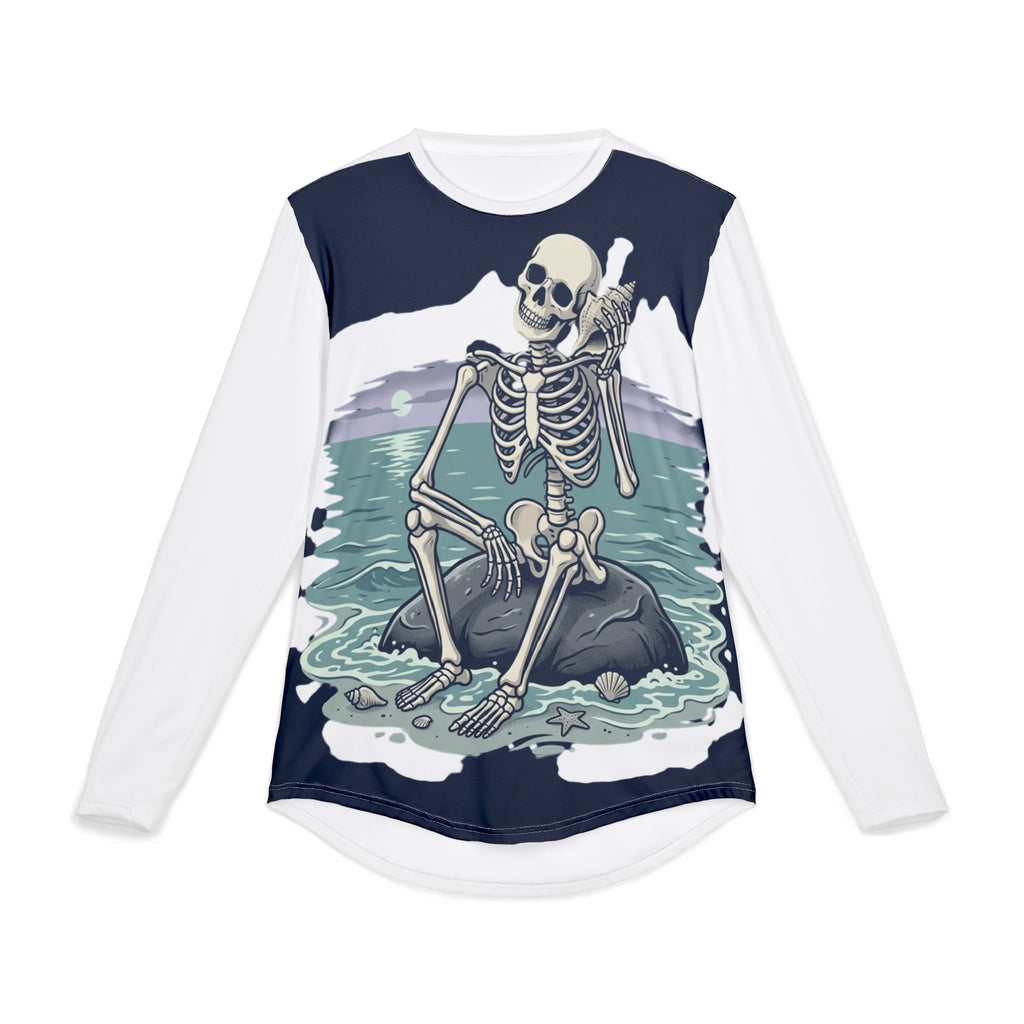 Men's Long Sleeve UV Shirt — Skeletal Surfer Graphic Sun Protection Tee