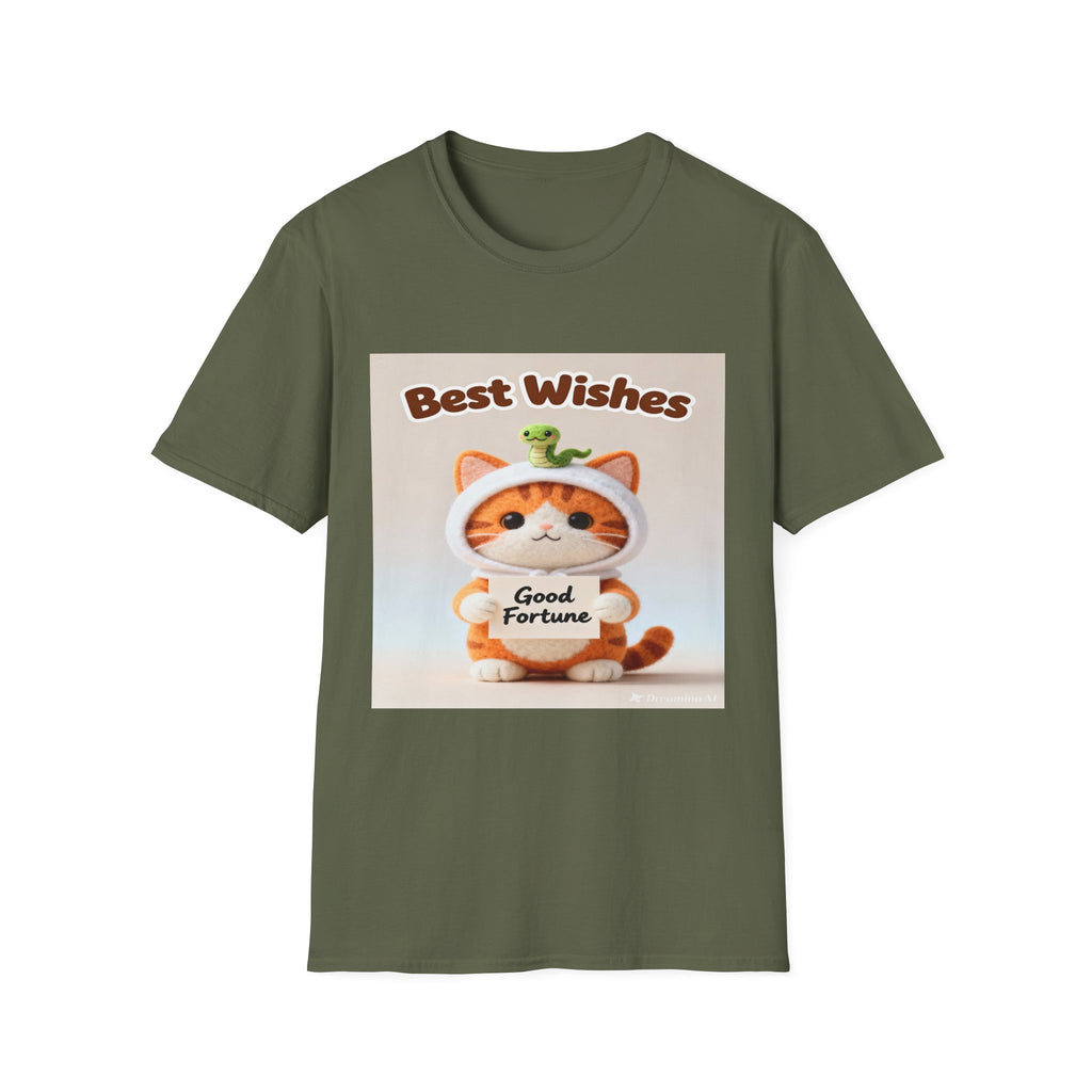 Best Wishes Cat T-Shirt — Cute Lucky Cat Design (Good Fortune)