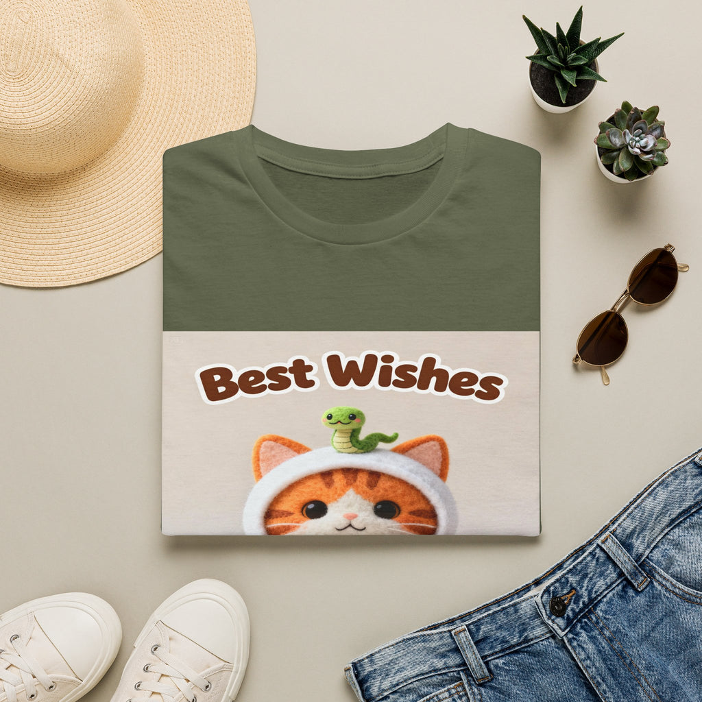 Best Wishes Cat T-Shirt — Cute Lucky Cat Design (Good Fortune)