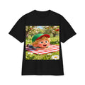 Kids Picnic Cartoon T‑Shirt — Cute Boy on Checkered Blanket