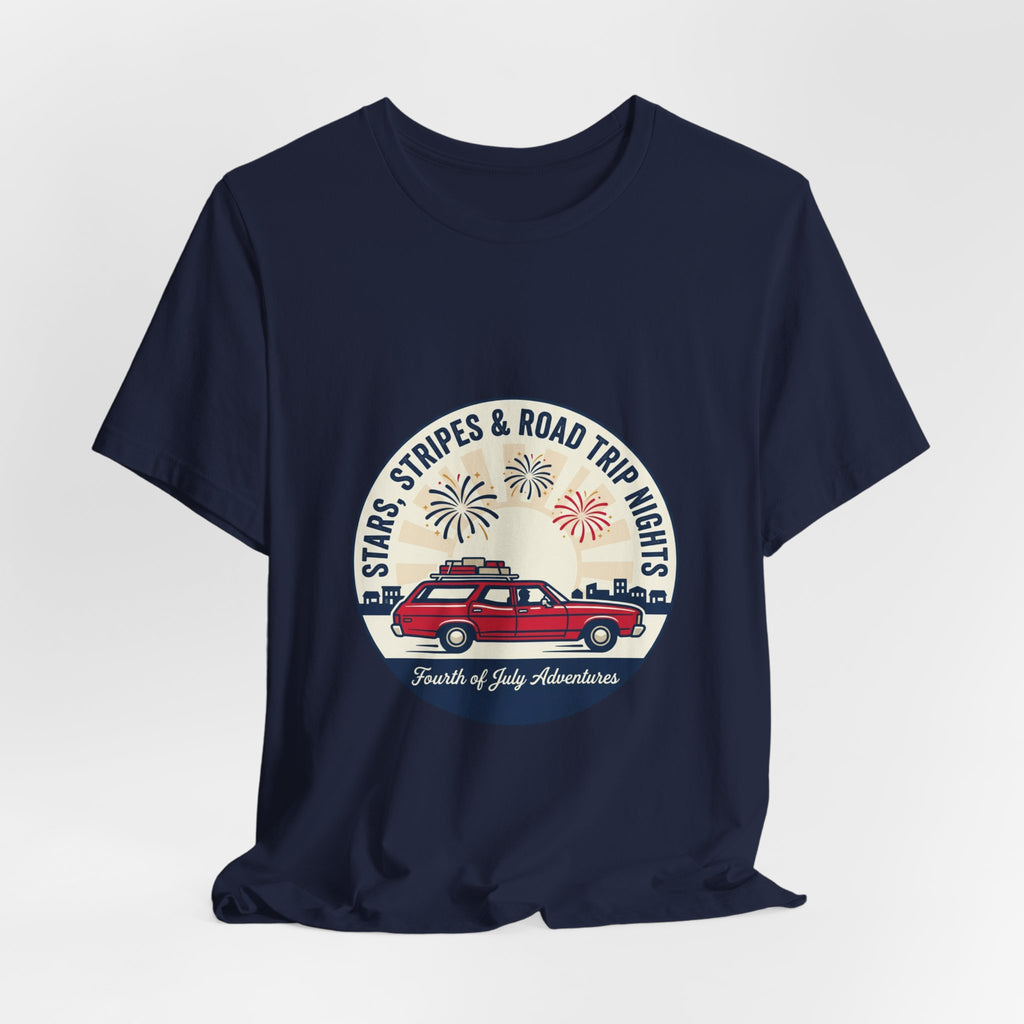 Stars & Stripes Road Trip Sweatshirt, Vintage USA Red White Blue Crewneck, American Travel Sweater, Patriotic Gift, Retro USA Sweatshirt, 4th of July Gift