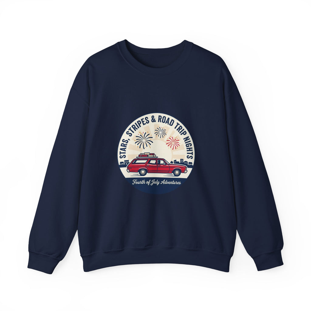 Stars & Stripes Road Trip Sweatshirt | vintage USA, red white blue Americana