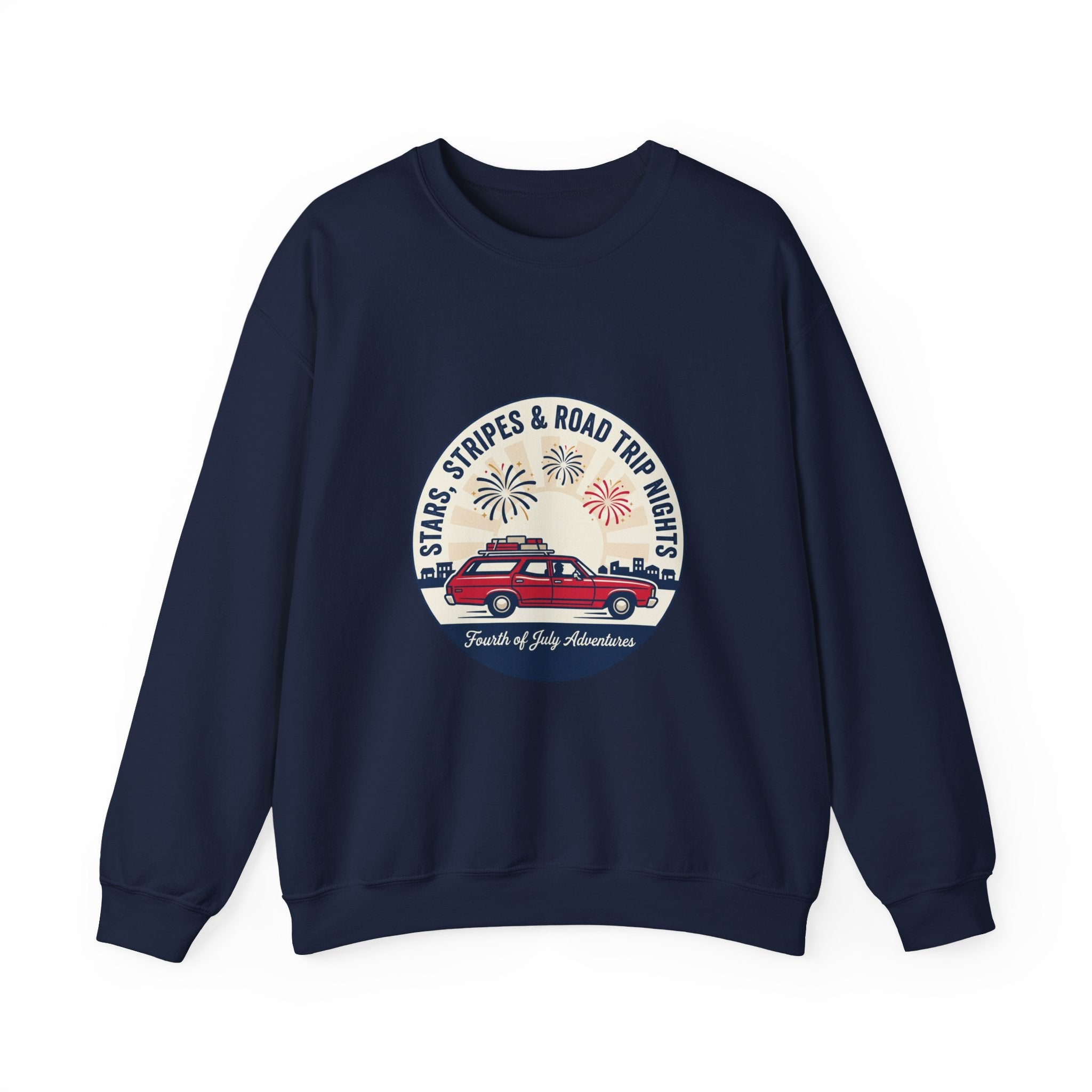 Stars & Stripes Road Trip Sweatshirt | vintage USA, red white blue Americana