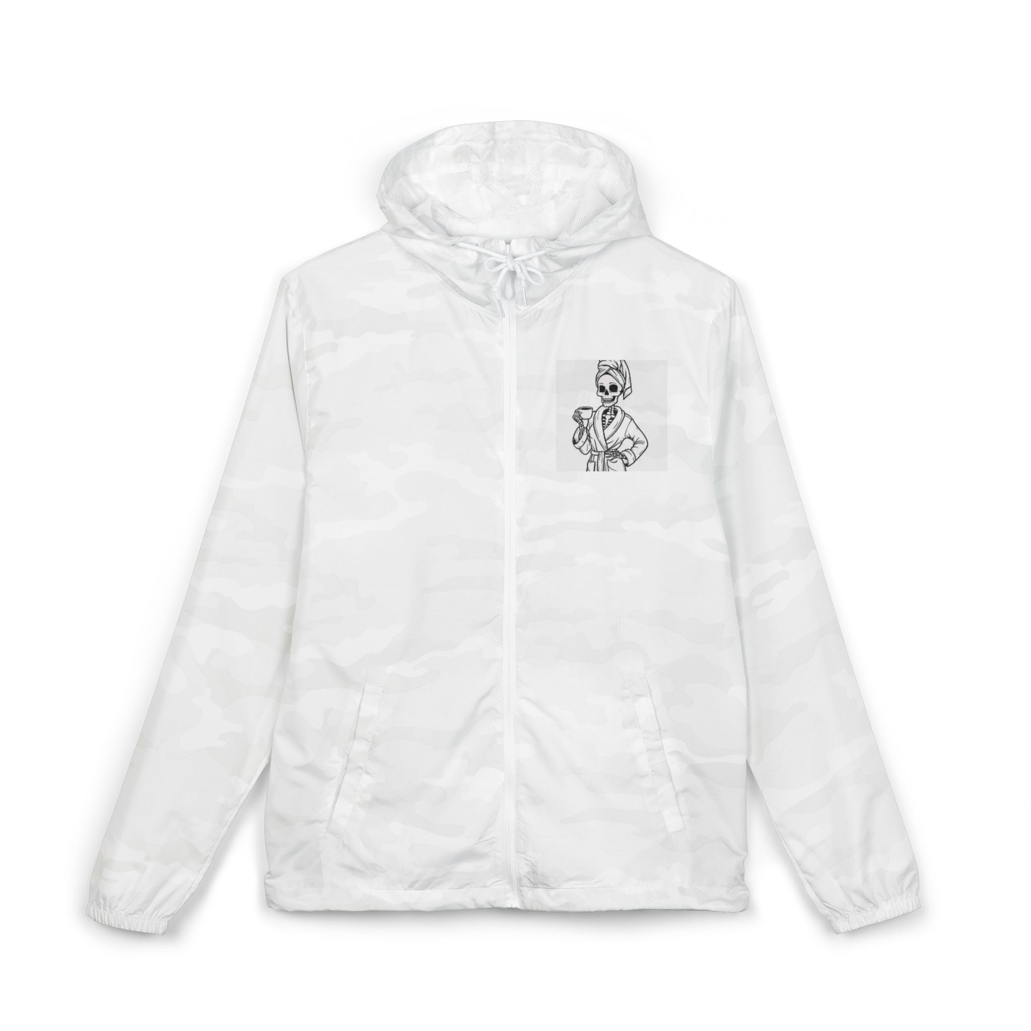 Windbreaker Jacket — Minimal Skull Portrait Chest Print
