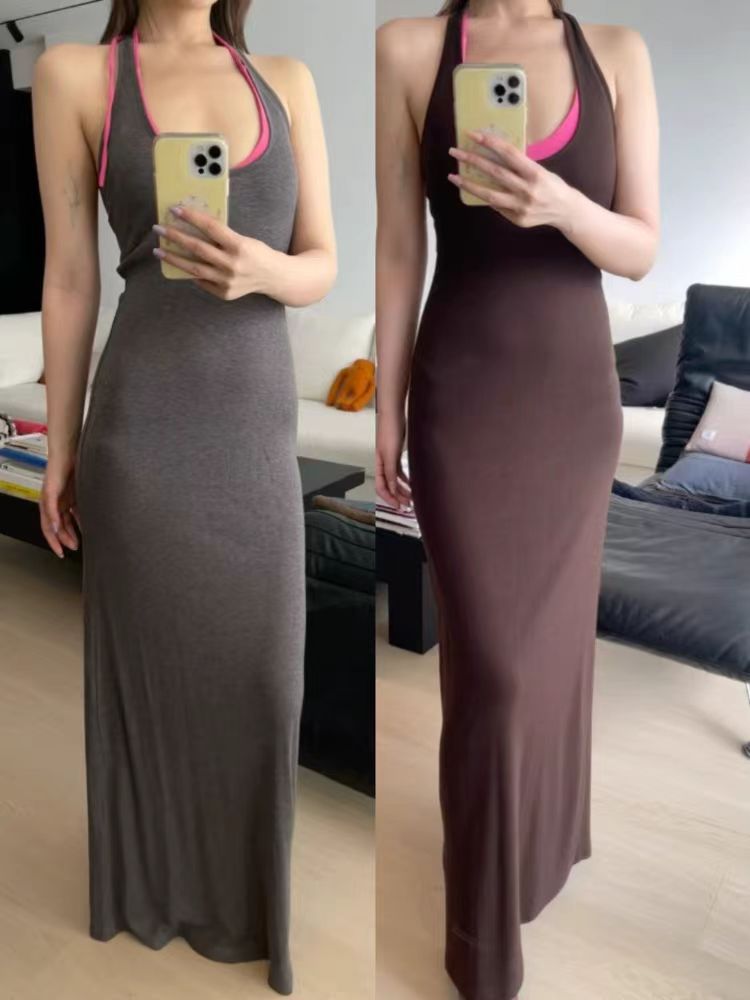 Halterneck Knitted Dress with Waist Strap