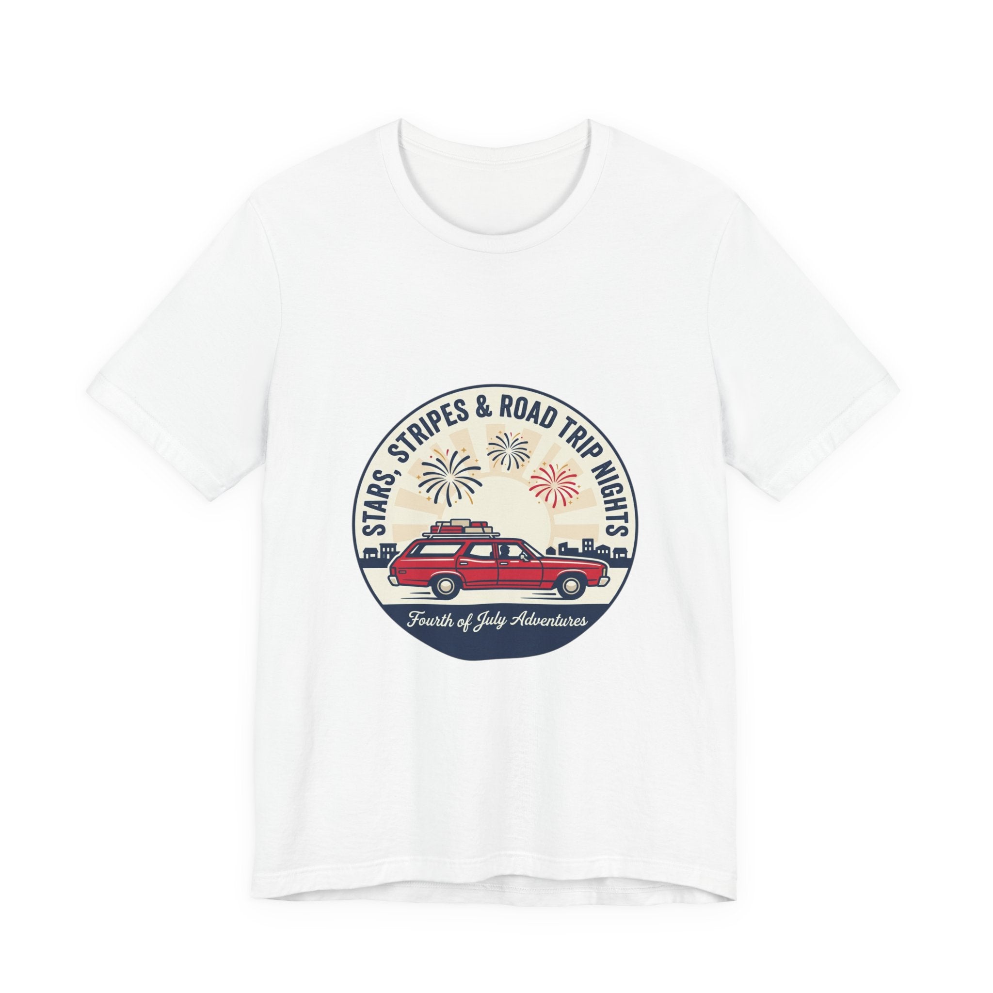 Stars & Stripes Road Trip Sweatshirt, Vintage USA Red White Blue Crewneck, American Travel Sweater, Patriotic Gift, Retro USA Sweatshirt, 4th of July Gift