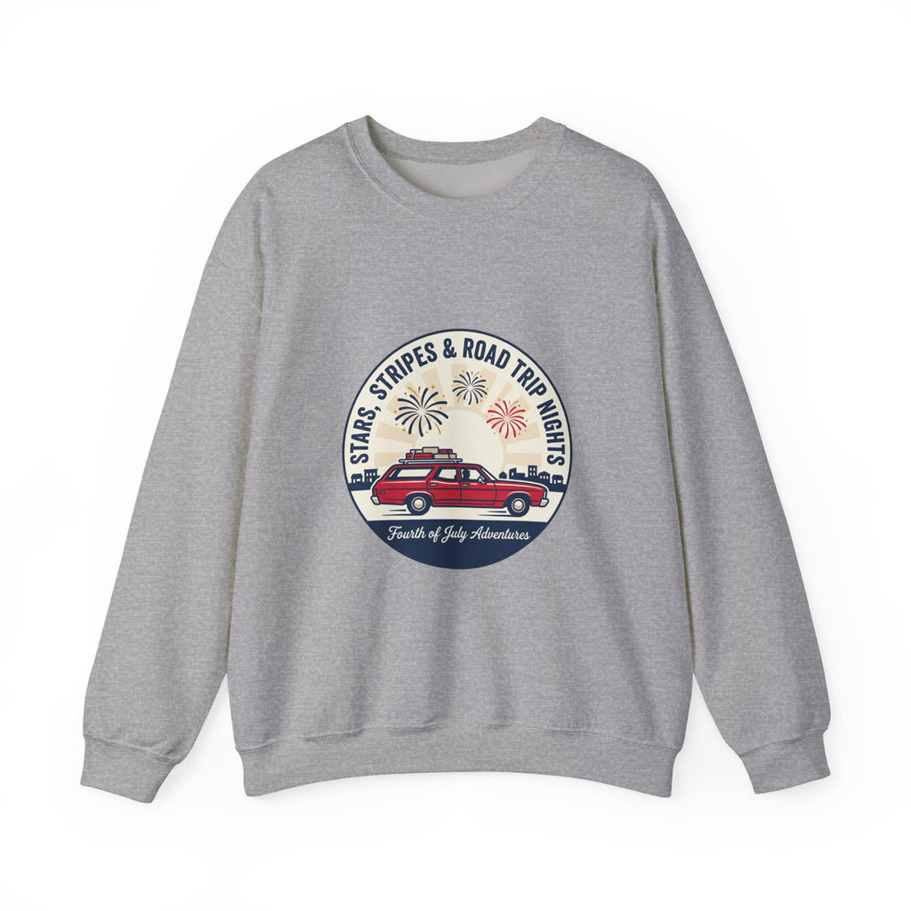 Stars & Stripes Road Trip Sweatshirt | vintage USA, red white blue Americana